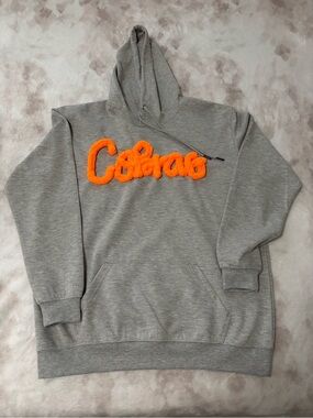 Gray Cobra’s Hoodie Sweatshirt with Orange Chenille Varsity Patch